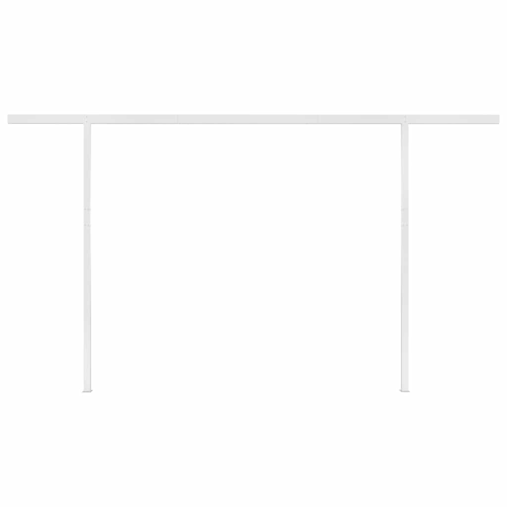 Automatic retractable awning with poles 4x3 m yellow and white