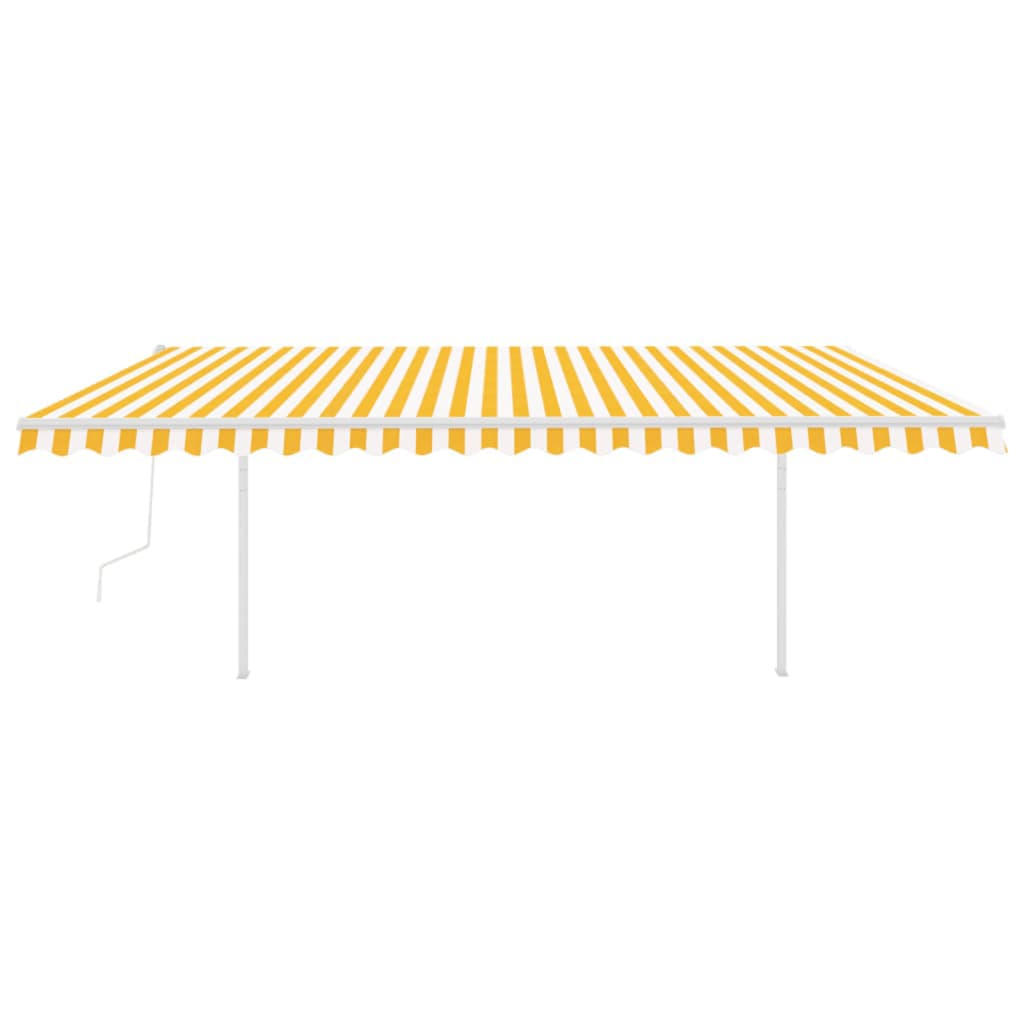 Automatic retractable awning with poles 5x3 m yellow and white