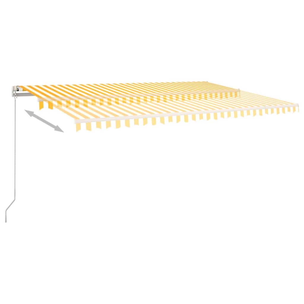 Automatic retractable awning with poles 5x3 m yellow and white