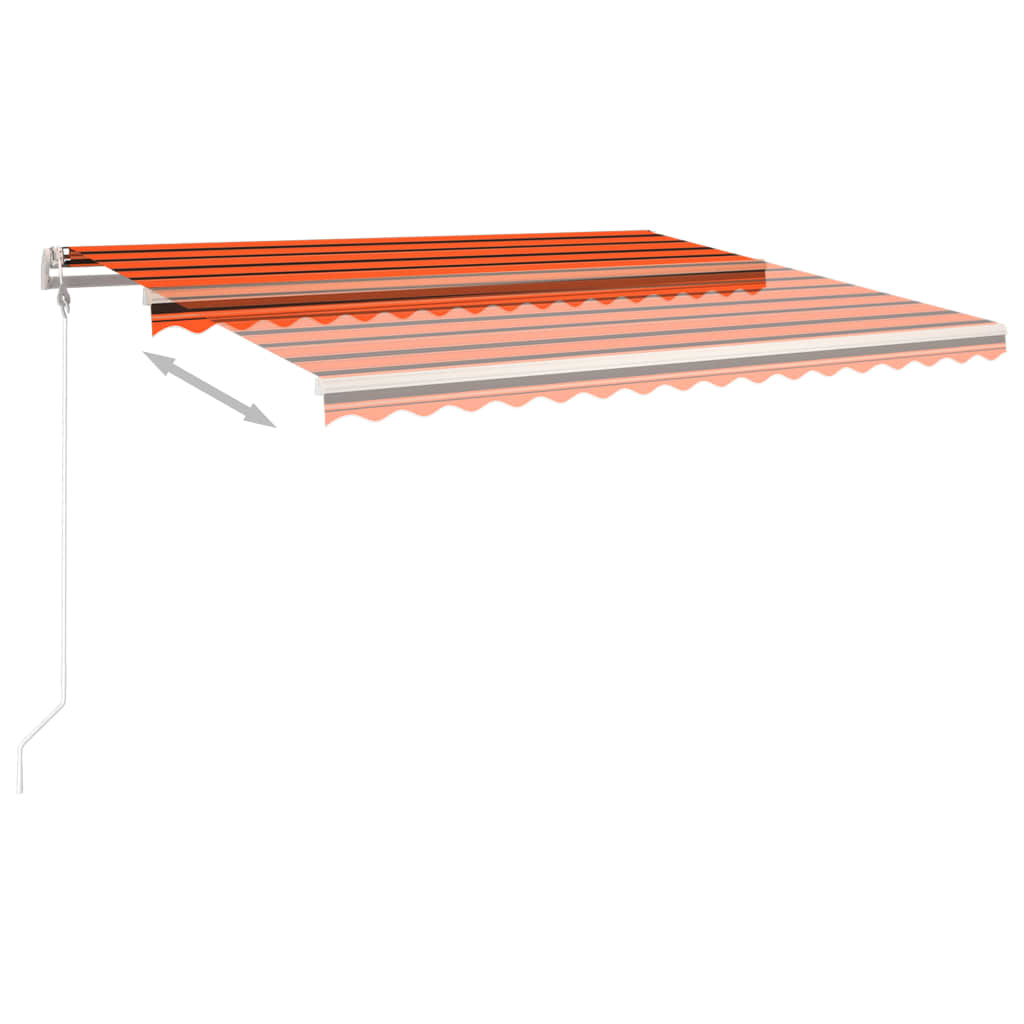 Automatic retractable awning with poles 4x3.5 m orange brown