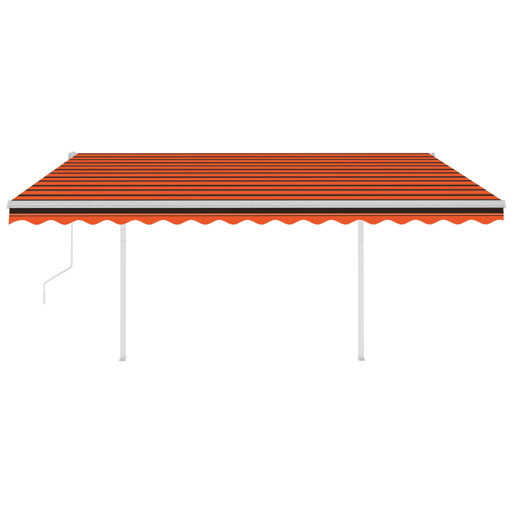 Automatic retractable awning with poles 4x3.5 m orange brown