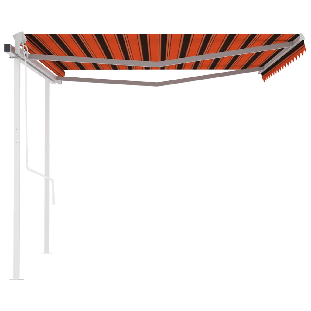 Automatic retractable awning with poles 4x3.5 m orange brown