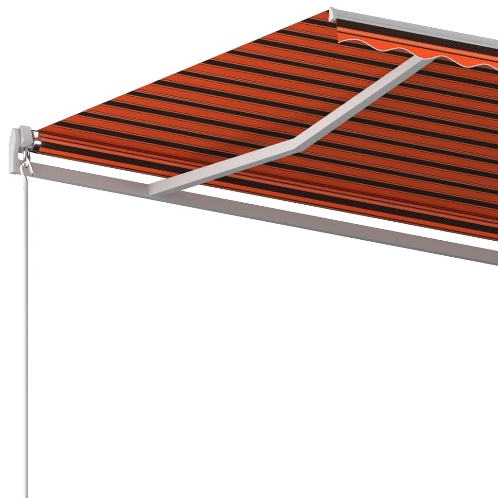 Automatic retractable awning with poles 4x3.5 m orange brown