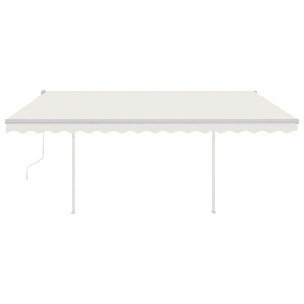 Automatic retractable awning with poles 4.5x3.5 m cream white