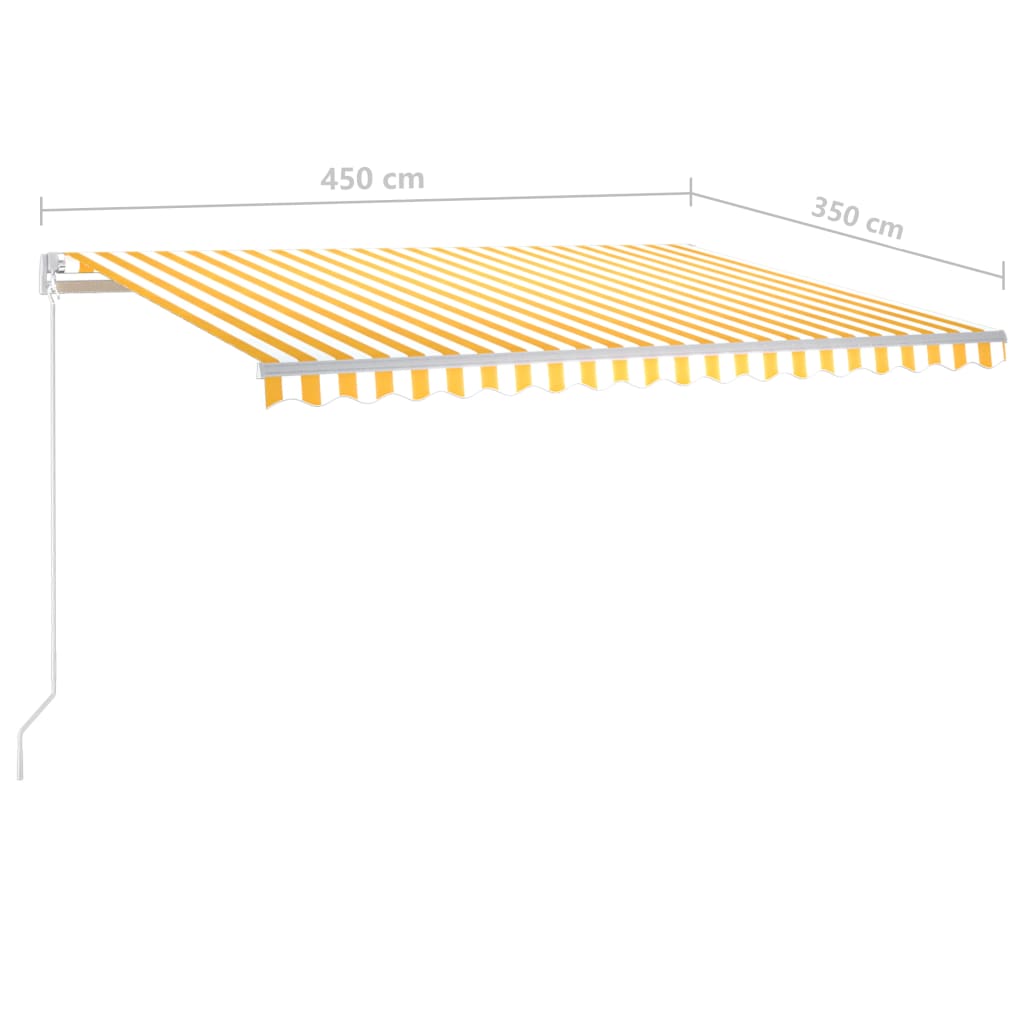 Automatic retractable awning with poles 4.5x3.5 m yellow and white