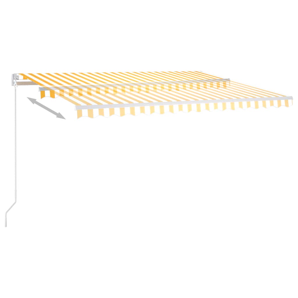 Automatic retractable awning with poles 4.5x3.5 m yellow and white