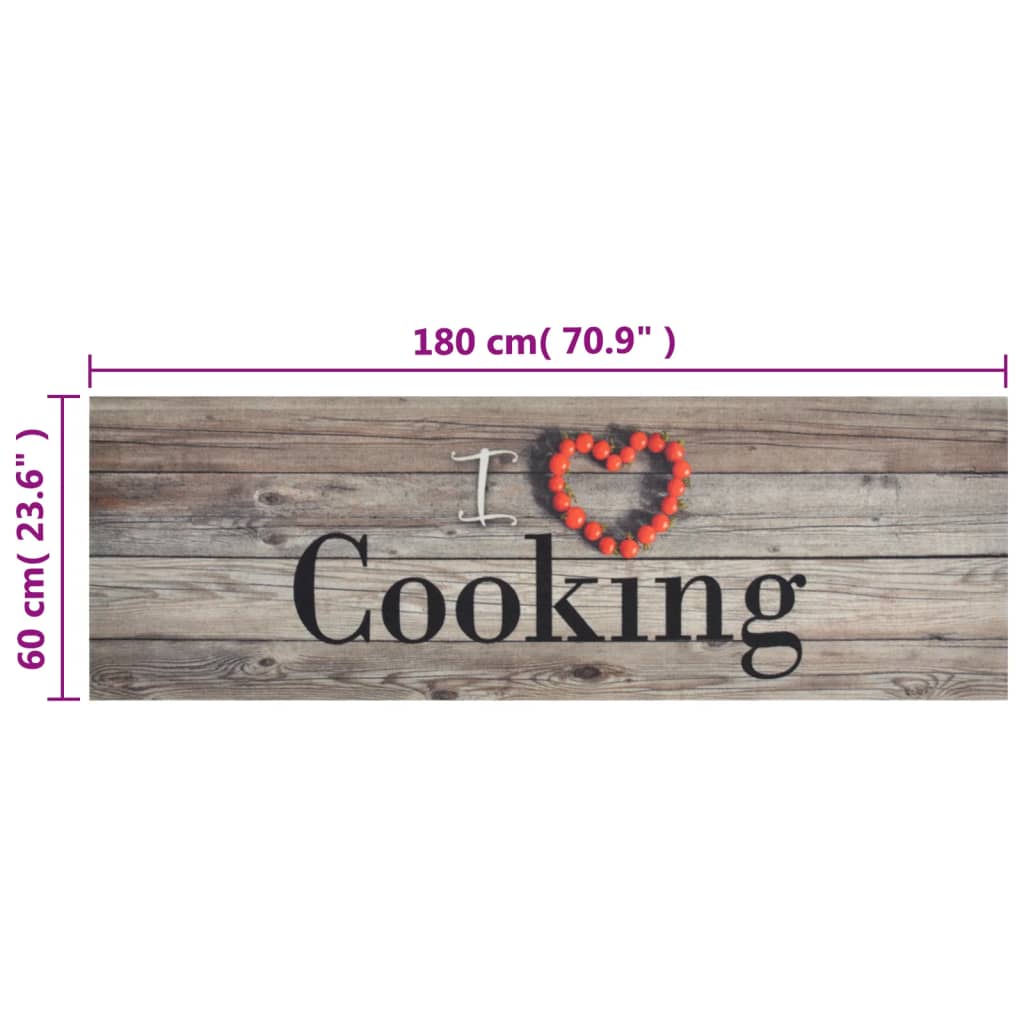 Kitchen rug washable Cooking grey 60x180 cm velvet
