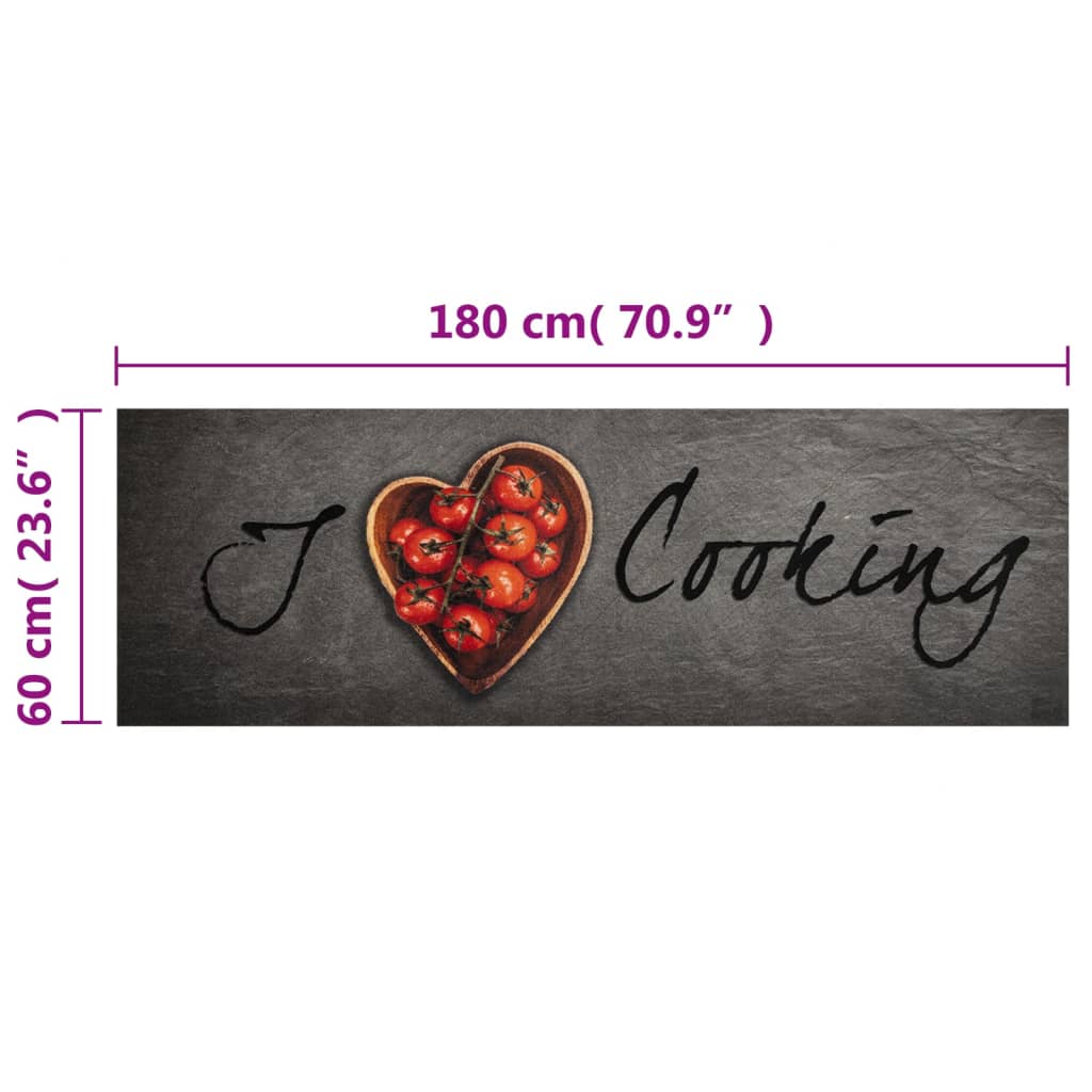 Kitchen rug washable Cooking text 60x180 cm velvet