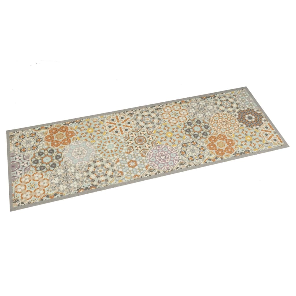 Kitchen rug washable Hexagon pastel 60x180 cm velvet