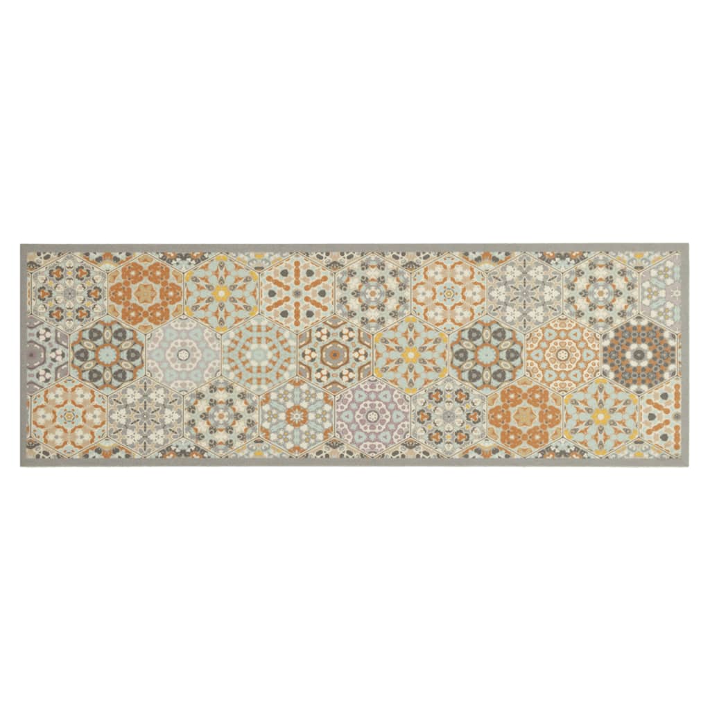 Kitchen rug washable Hexagon pastel 60x180 cm velvet