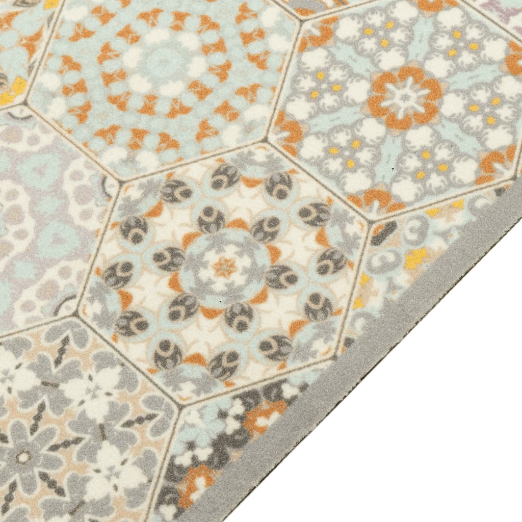 Kitchen rug washable Hexagon pastel 60x180 cm velvet