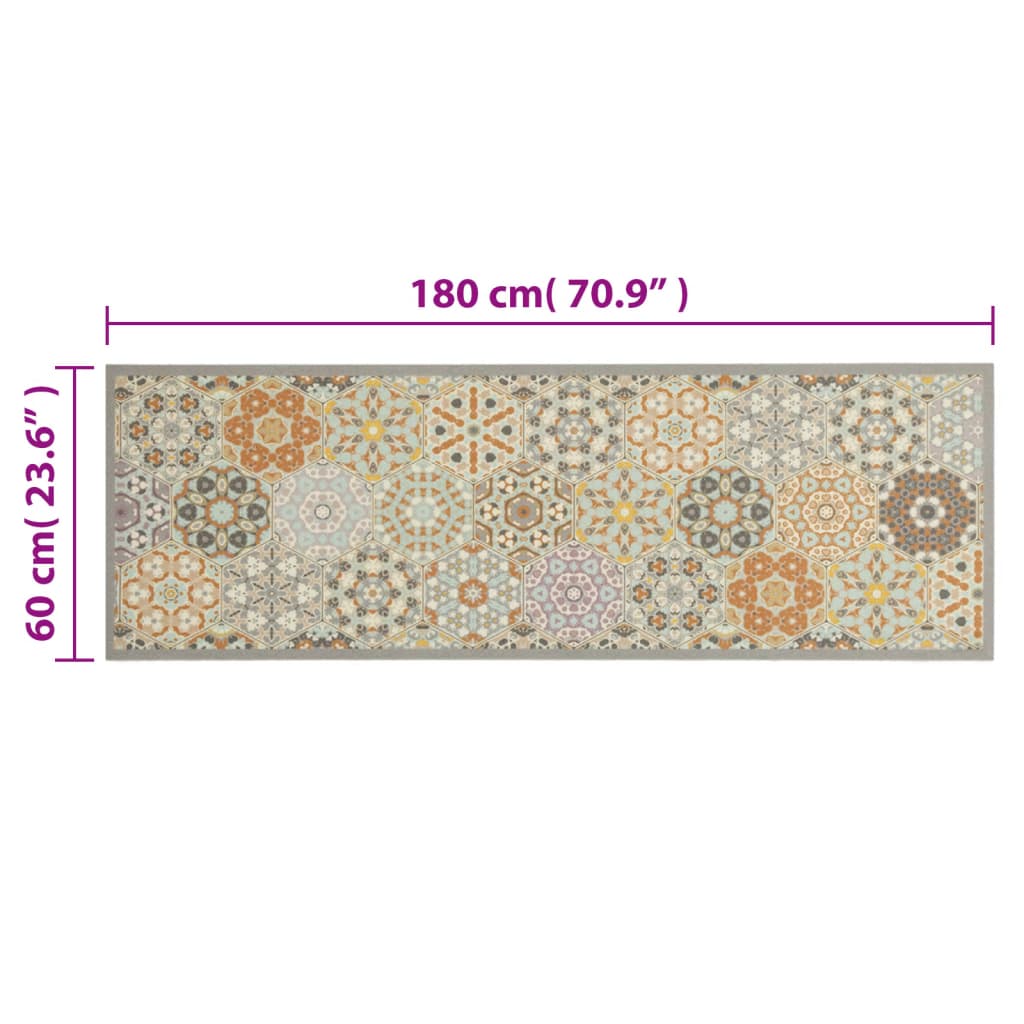 Kitchen rug washable Hexagon pastel 60x180 cm velvet