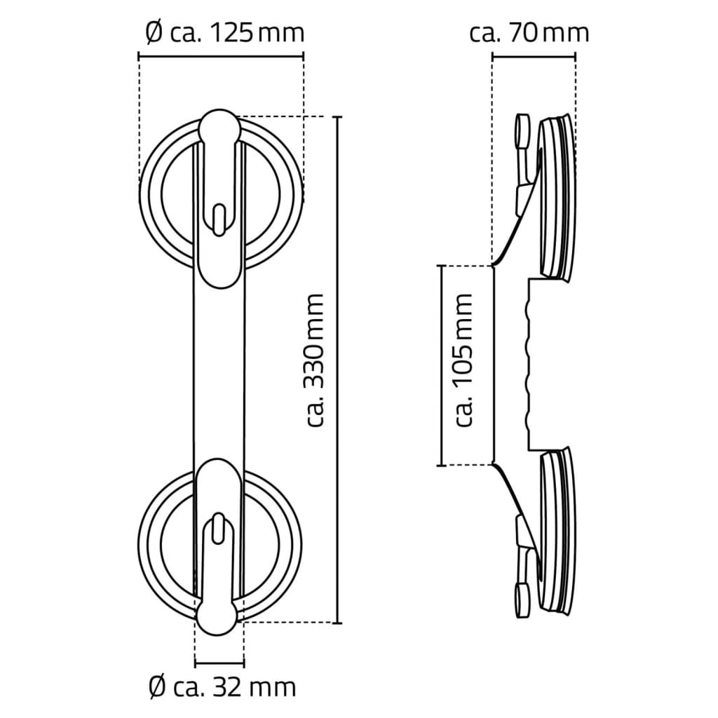 Grab bar with suction cups 12.5 cm 100 kg A0150201