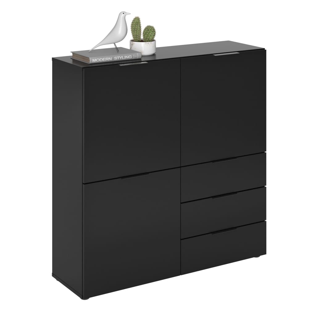 Chest of drawers with 3 doors and 3 drawers black