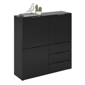 Chest of drawers with 3 doors and 3 drawers black