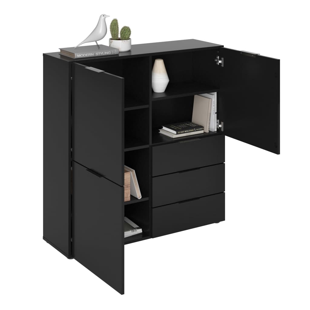 Chest of drawers with 3 doors and 3 drawers black