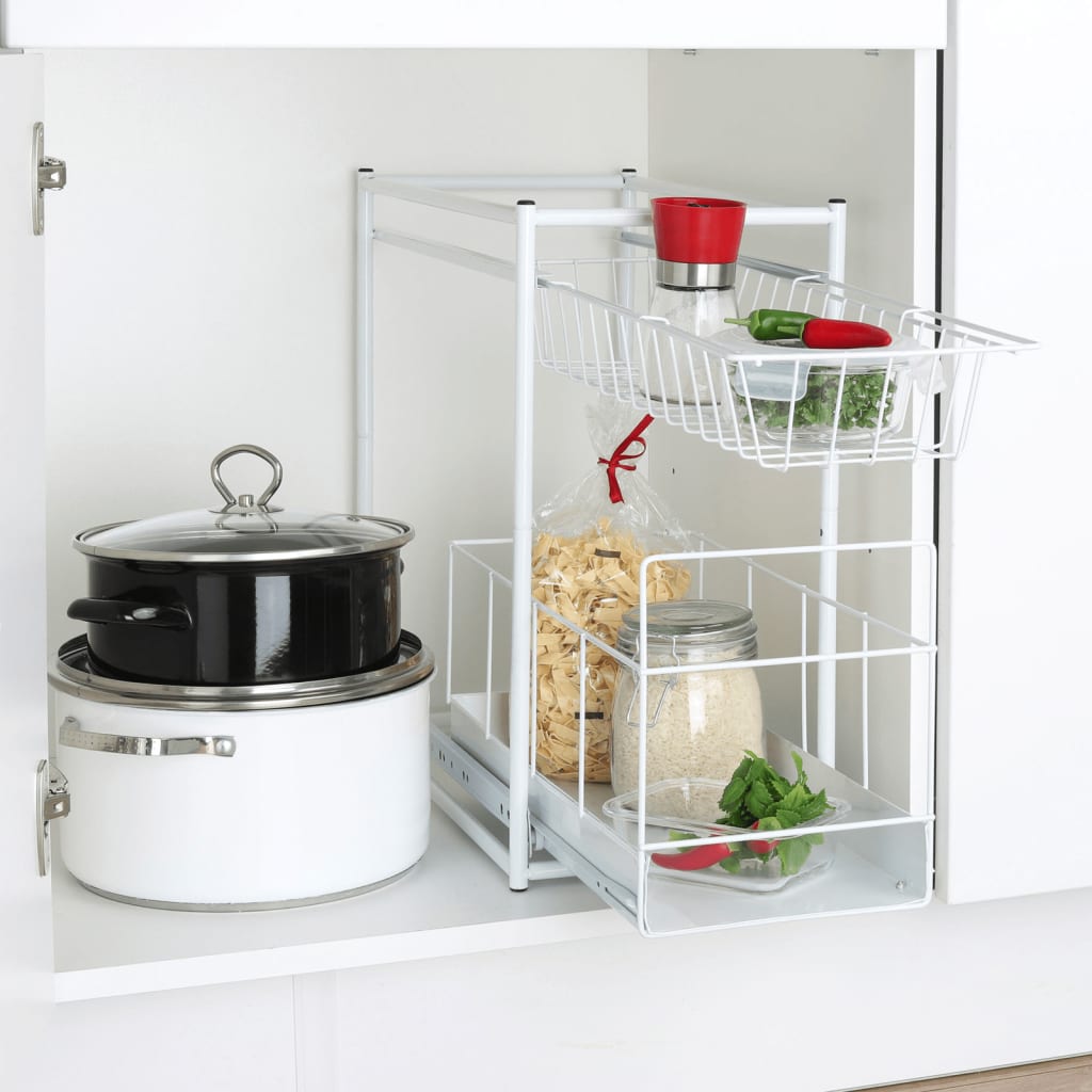 2-tier storage cabinet white