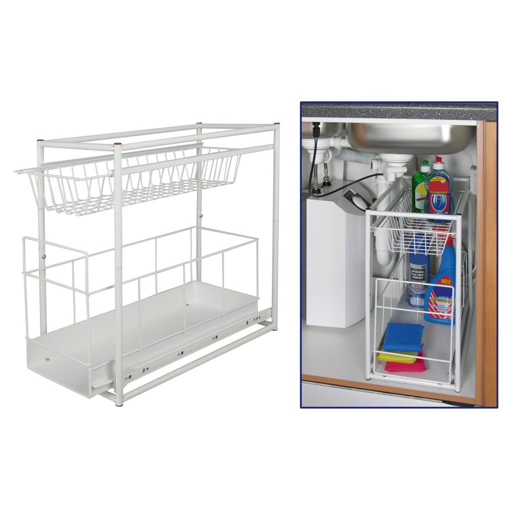 2-tier storage cabinet white