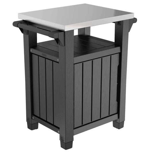 Multifunctional outdoor grill table Unity classic wood look