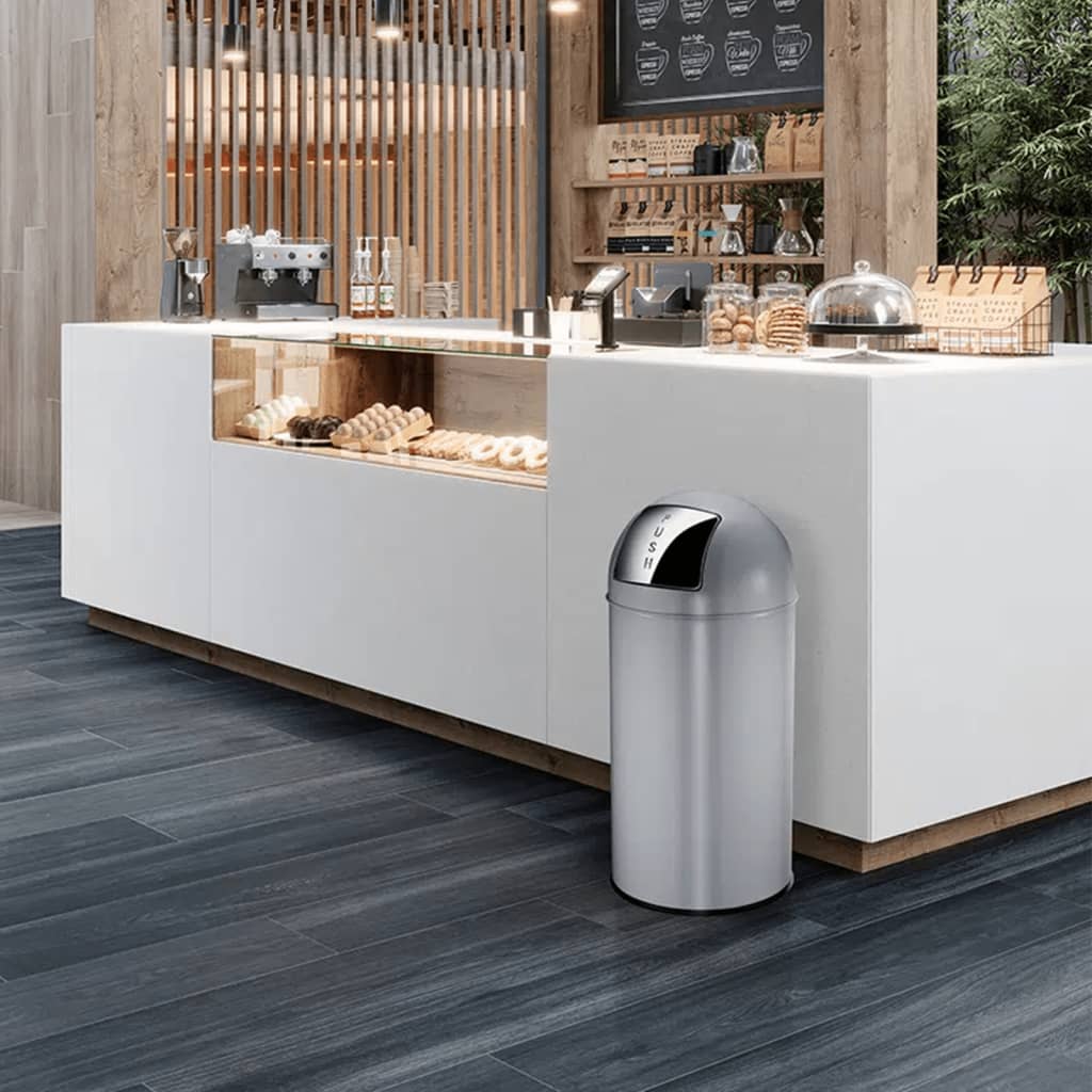 Trash can with sliding lid 40 L matt grey