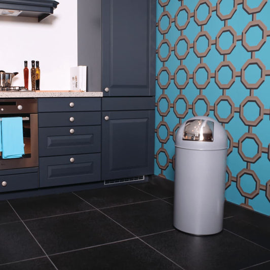 Trash can with sliding lid 40 L matt grey