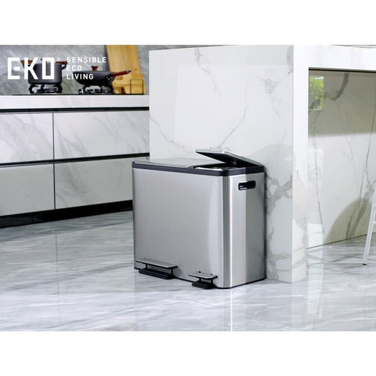 Pedal bin EcoCasa 30+50 L matt silver