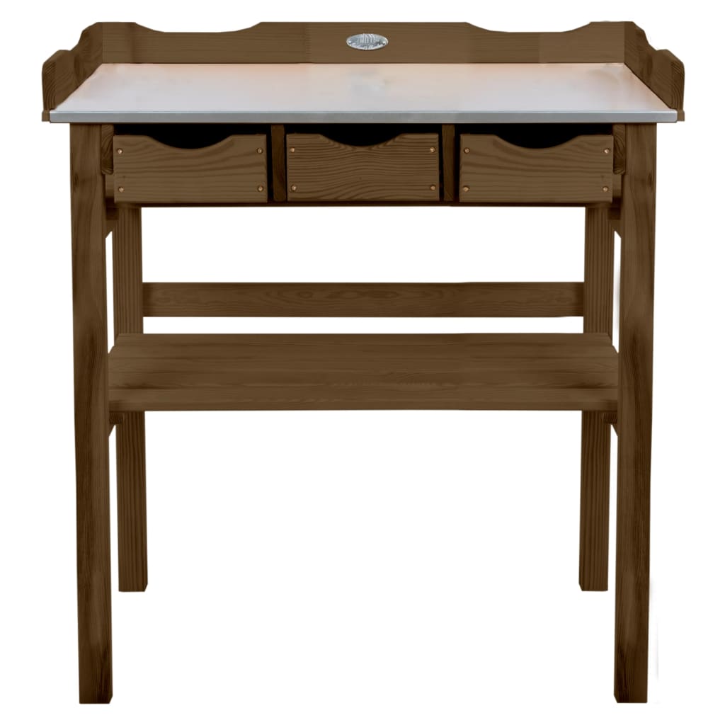 Plant table with drawers brown