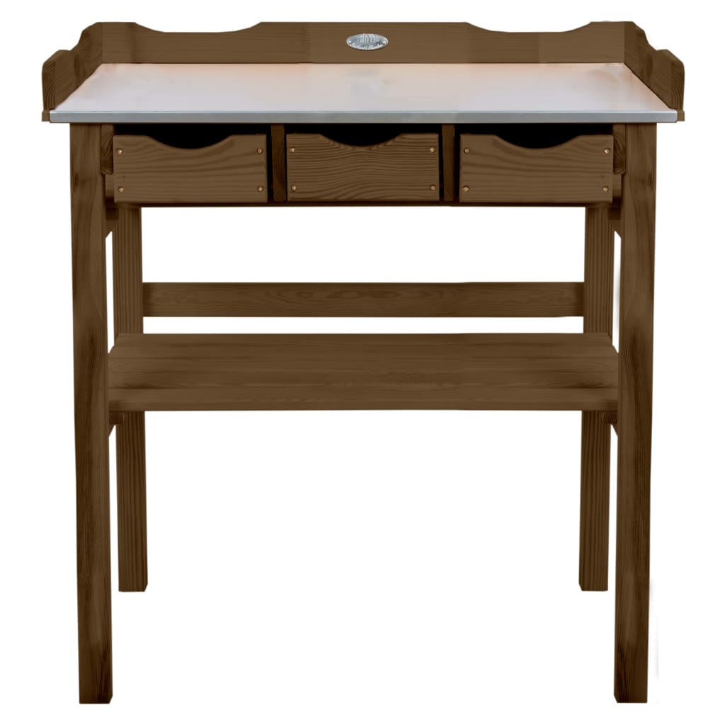 Plant table with drawers brown