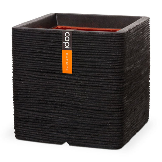 Planter Nature Rib square 50 x 50 cm black