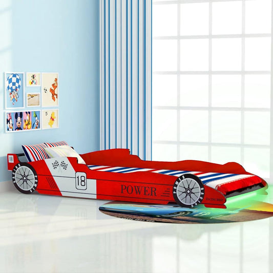 Children's racing car bed with LED 90x200 cm red