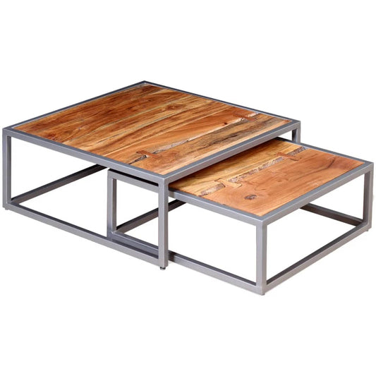 2-piece coffee table set solid acacia wood