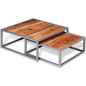 2-piece coffee table set solid acacia wood