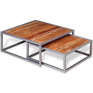 2-piece coffee table set solid acacia wood