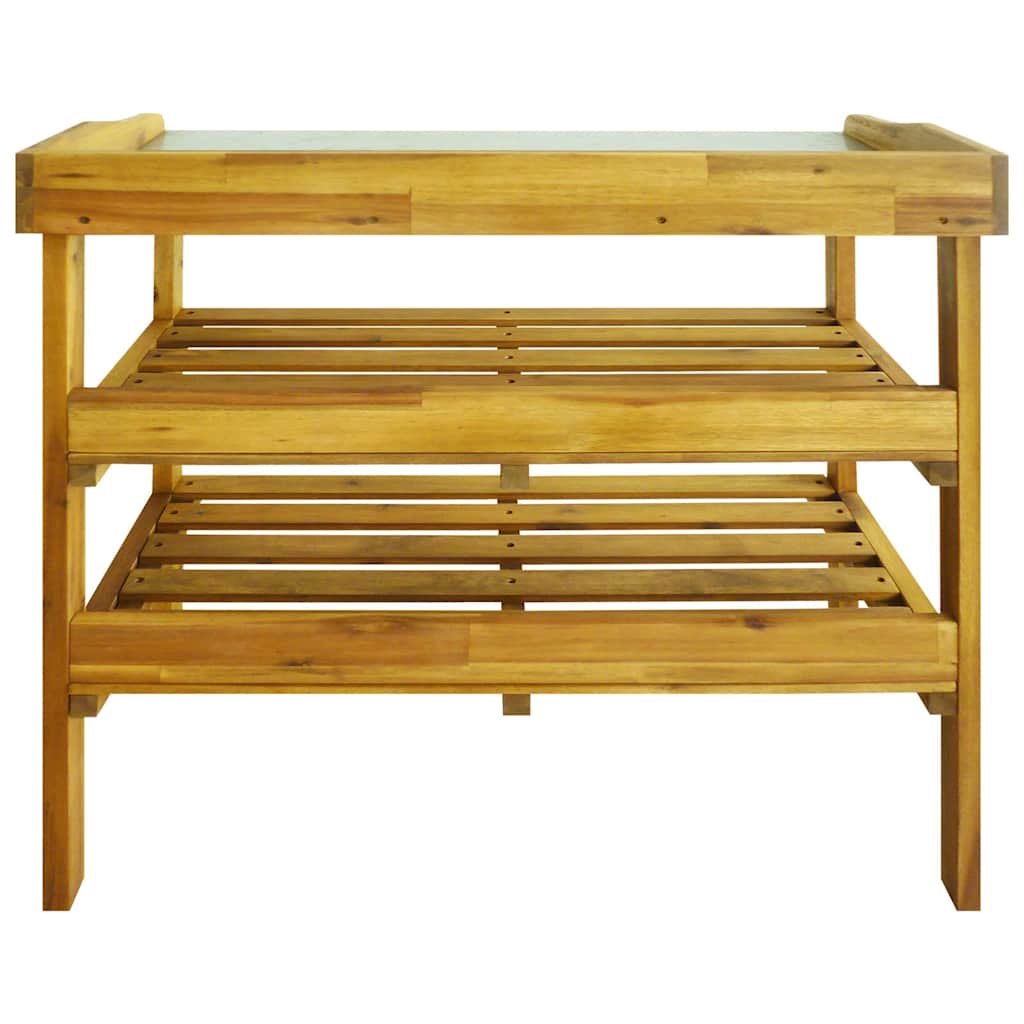 Plant bench with 2 shelves, solid acacia wood and zinc