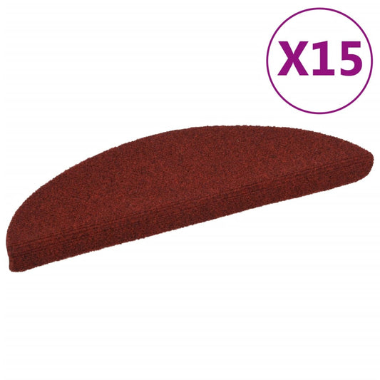 Self-adhesive stair mats needle punch 15 pcs 56x17x3 cm red