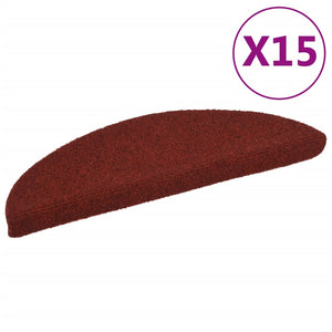 Self-adhesive stair mats needle punch 15 pcs 56x17x3 cm red