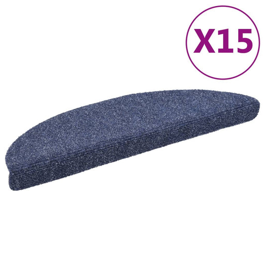 Self-adhesive stair mats needle punch 15 pcs 56x17x3 cm blue