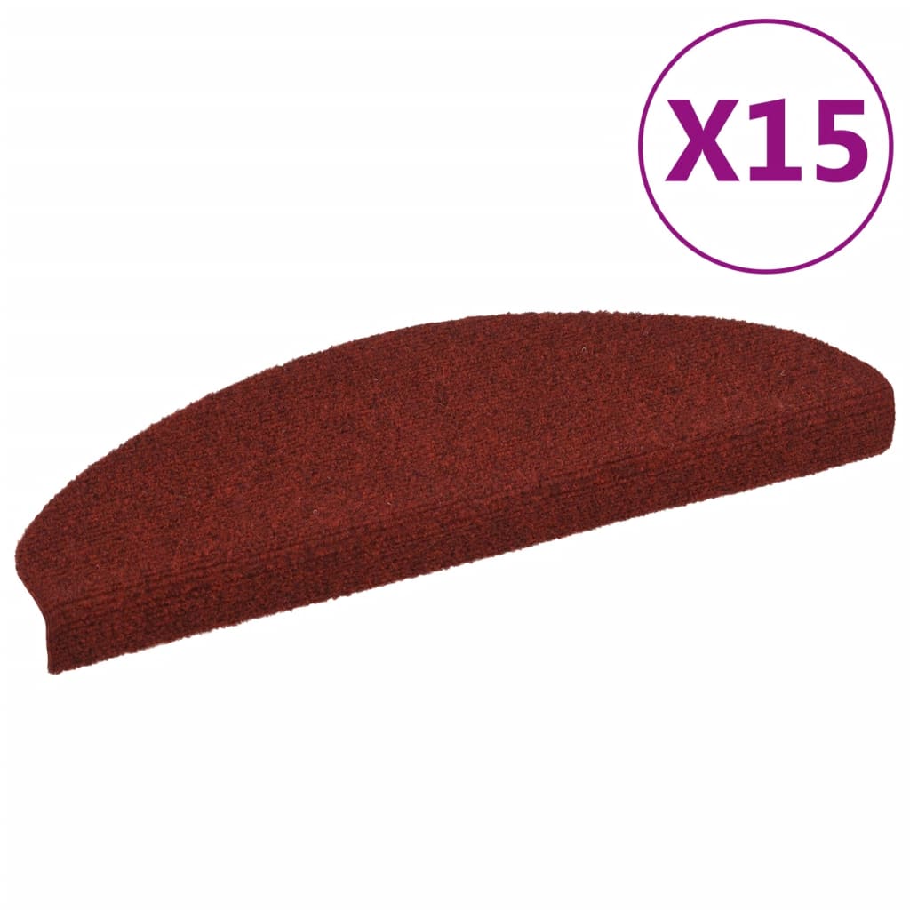 Self-adhesive stair mats needle punch 15 pcs 65x21x4cm red