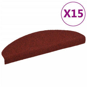 Self-adhesive stair mats needle punch 15 pcs 65x21x4cm red