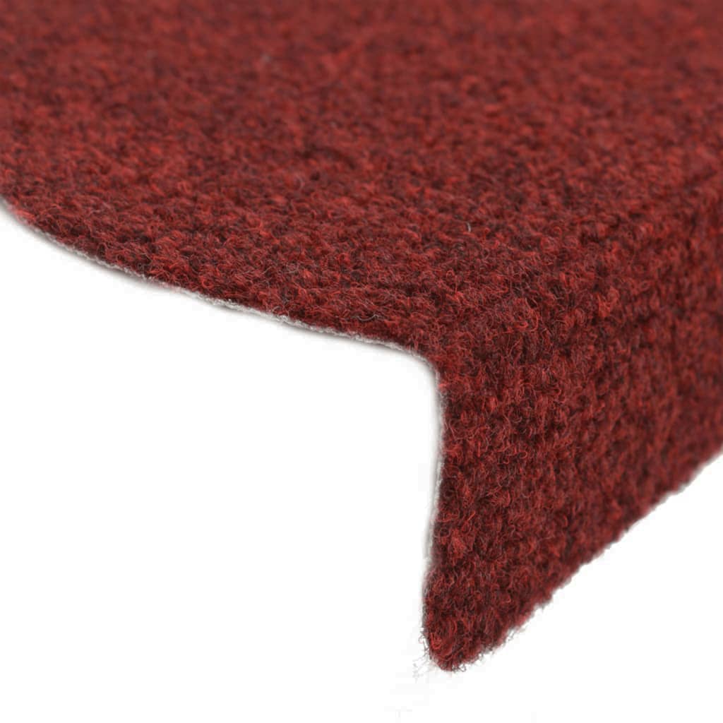 Self-adhesive stair mats needle punch 15 pcs 65x21x4cm red