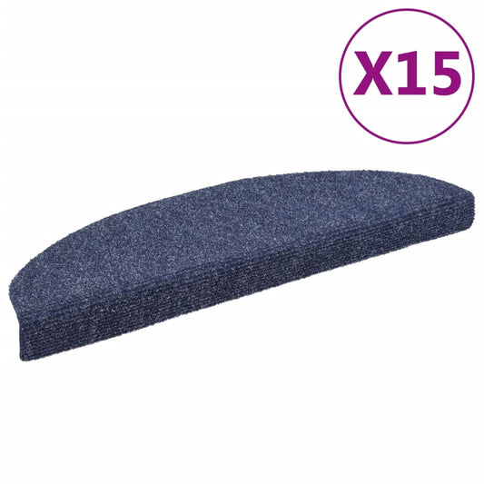 Self-adhesive stair mats needle punch 15 pcs 65x21x4 cm blue