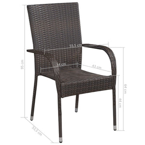 Stacking chairs 2 poly rattan brown