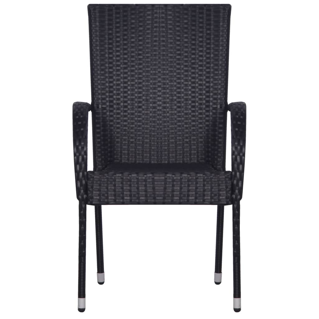 Stacking chairs 2 pcs poly rattan black