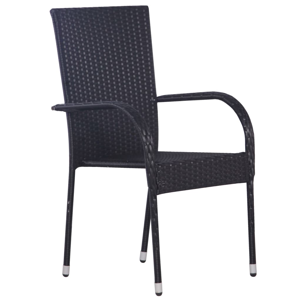 Stacking chairs 2 pcs poly rattan black