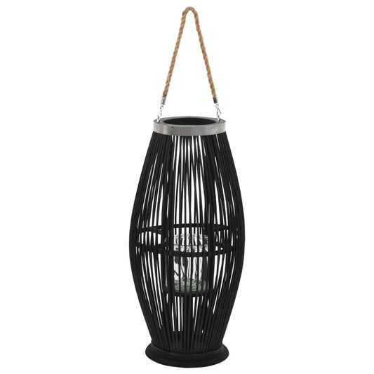Hanging lantern for candles bamboo black 60 cm
