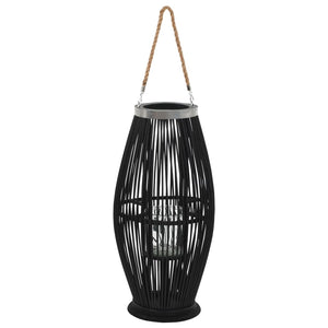 Hanging lantern for candles bamboo black 60 cm