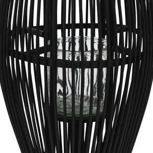 Hanging lantern for candles bamboo black 60 cm