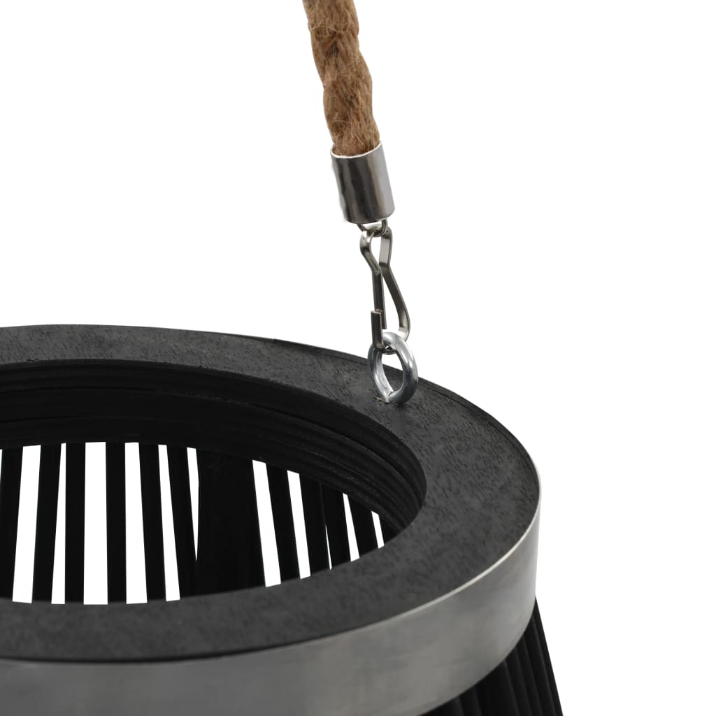 Hanging lantern for candles bamboo black 60 cm