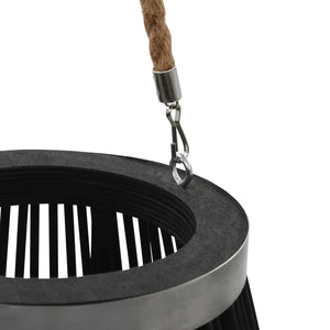 Hanging lantern for candles bamboo black 60 cm