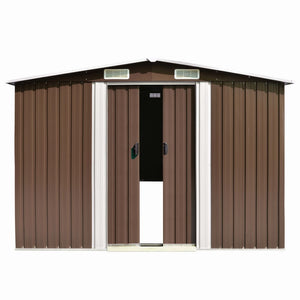 Garden shed 257x489x181 cm metal brown